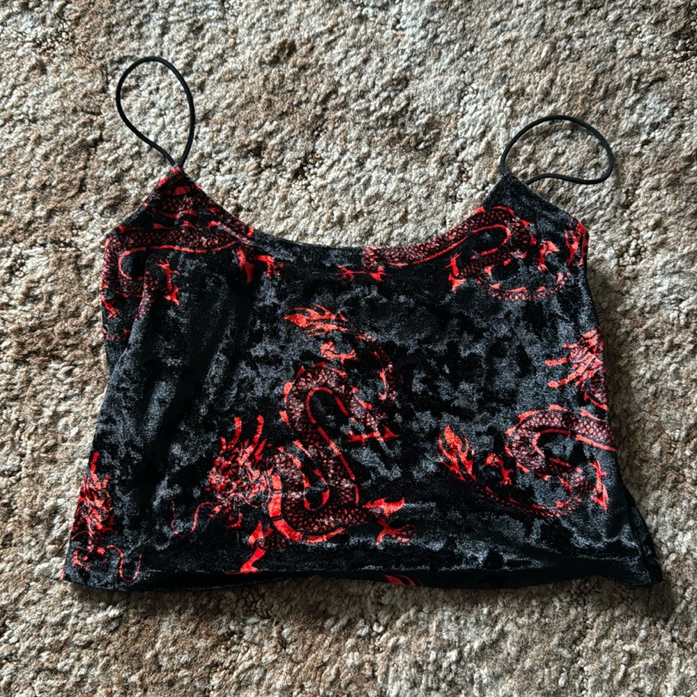 Red Dragon Velvet Cropped Tank
